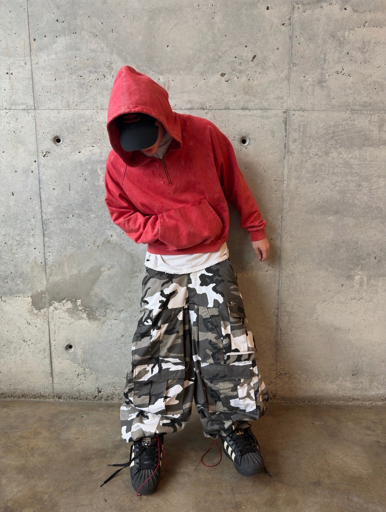 Sunfaded Quarter Zip Hoodie - RED (PRE-ORDER)
