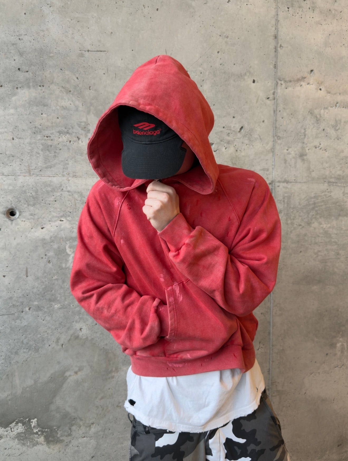Sunfaded Quarter Zip Hoodie - RED (PRE-ORDER)