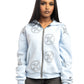 Rhinestone Zip-Up Hoodie